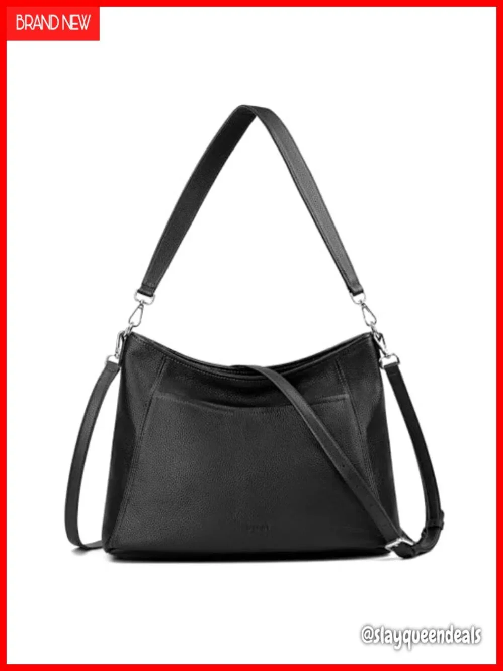 Genuine Leather Hobo Crossbody Bag with 2 Detachable Straps Large Women's